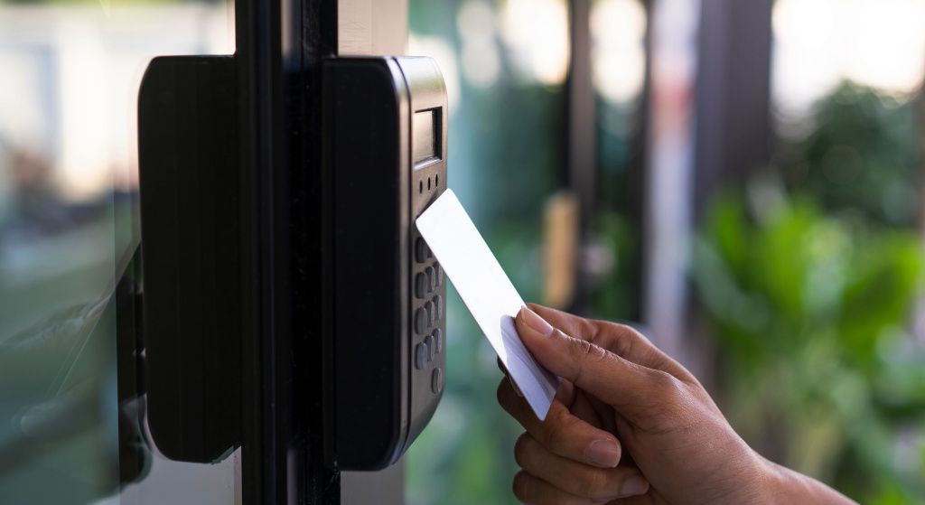 Person accessing building via access control card