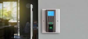 Access Control door with finger scanner, NFC and code entry
