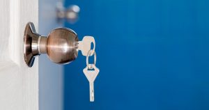 Key inside door handle lock