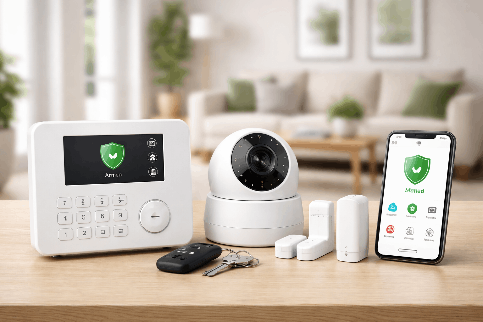 Modern home security setup display