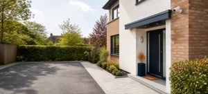 CCTV camera positioned to cover the main approach to a UK home